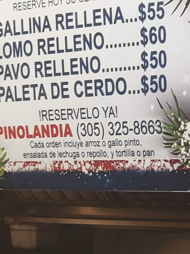 Pinolandia Restaurant Menu | Authentic Nicaraguan Food in Miami