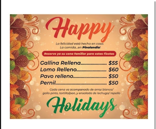 Pinolandia Restaurant Menu | Authentic Nicaraguan Food in Miami